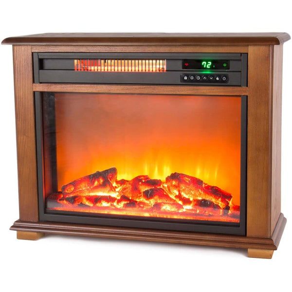 LifeSmart FP2042 Portable Fireplace Heater with Decorative Mantel Trim, 28.5, Wood Grain