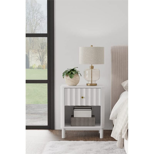 Alpine Furniture Stapleton 1 Drawer Nightstand in White