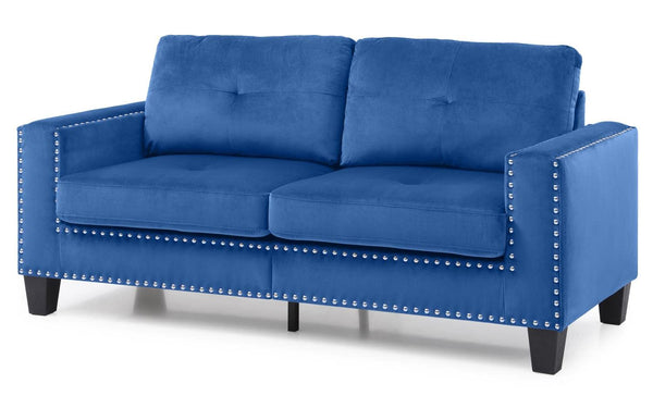 Glory Furniture Nailer Sofa, Navy Blue. Living Room Furniture 36" H x 71" W x 32" D