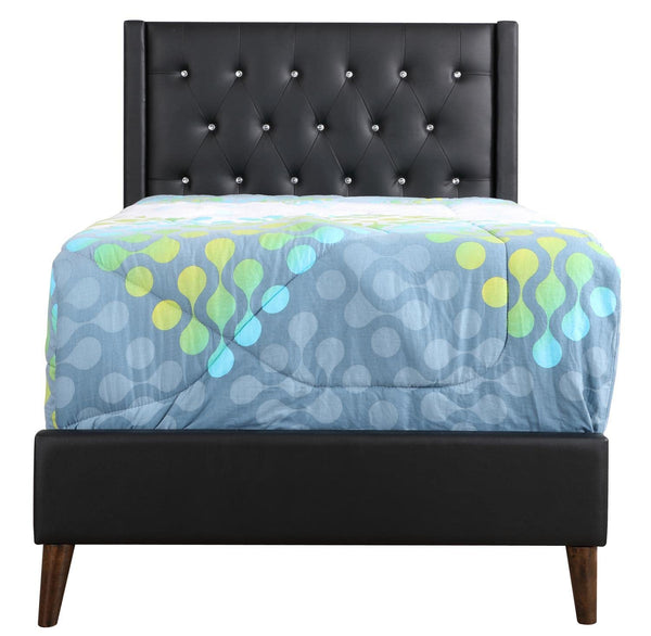 Glory Furniture Bergen Twin, Black Upholstered bed,