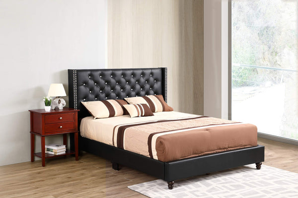 Glory Furniture Julie Velvet Upholstered Queen Bed in Black