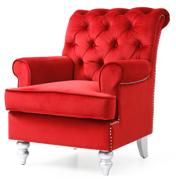 Glory Furniture Anna , RED Accent Arm Chair, 37" H X 32" W X 35" D