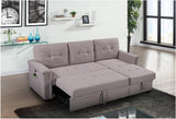 Lilola Home Ashlyn Light Gray Reversible Sleeper Sectional Sofa with Storage Chaise, USB Charging Ports and Pocket