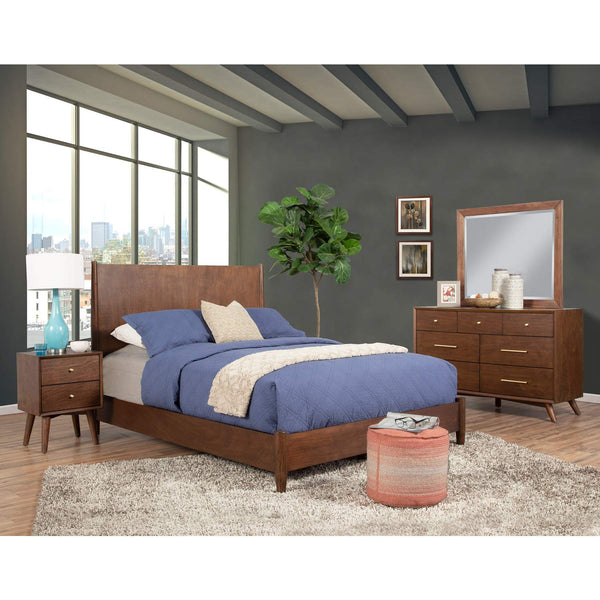 Alpine Furniture Flynn Mid Century Modern Wood Mirror in Black