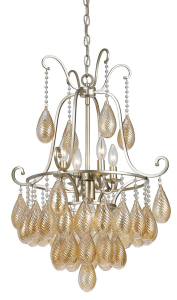 Cal Lighting FX-3591-5 Transitional Five Light Chandelier from Marion Collection in Pwt, Nckl, B/S, Slvr. Finish, 20.00 inches