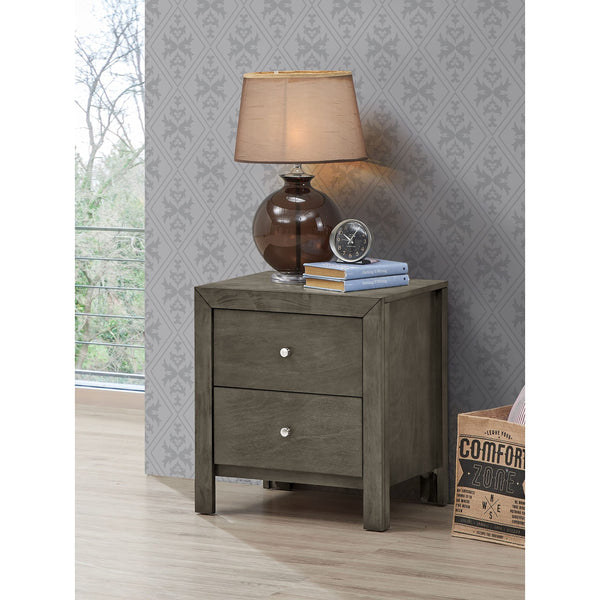 Glory Furniture Burlington 2-Drawer Wood Nightstand Grey Stained
