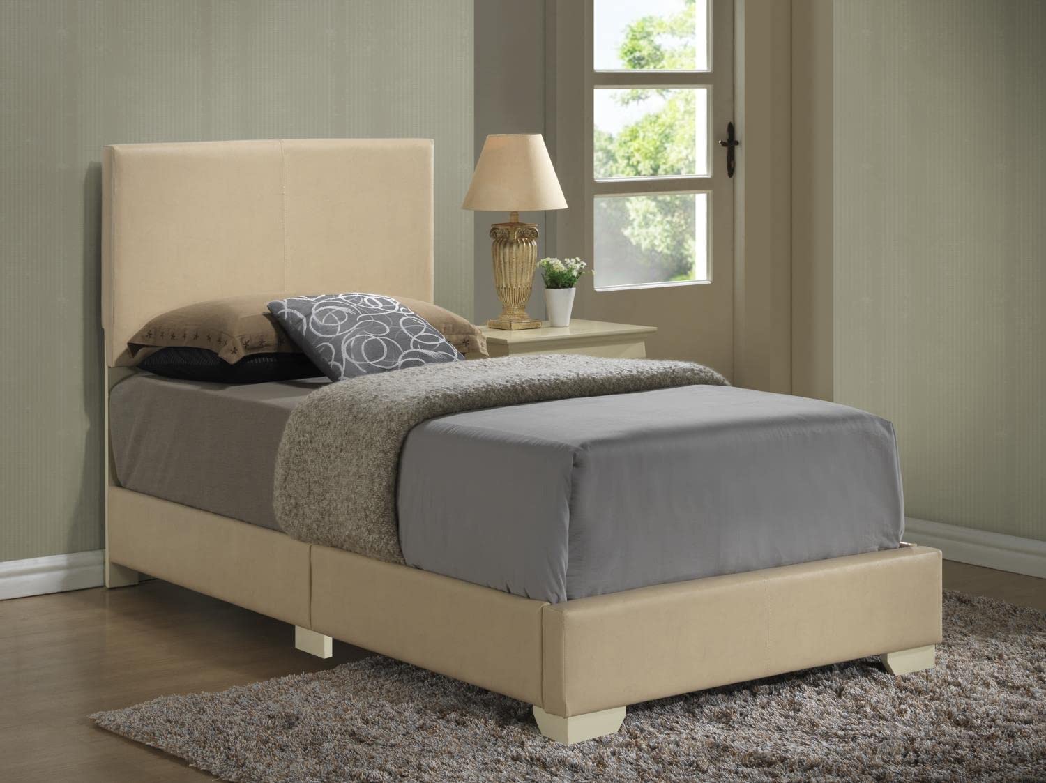 Glory Furniture G1875-TB-UP Sleigh Bed, Twin, Beige, 3 boxes