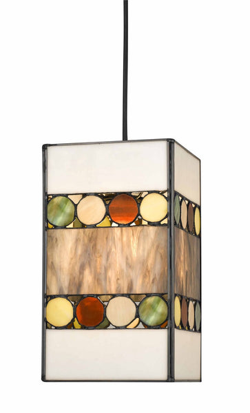 Cal Lighting UP-1090/6-BK Tiffany/Mica One Light Pendant from Pendant Sets Collection in Black Finish, 6.00 inches
