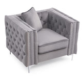 Glory Furniture Paige Velvet Chair in Gray