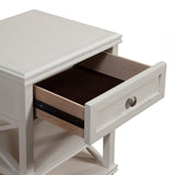 Alpine Furniture Potter 1 Drawer Wood Nightstand with 2 Shelves in White