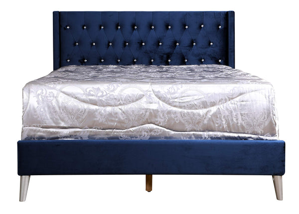 Glory Furniture Bergen Full, Navy Blue Upholstered bed,