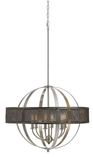 Cal Lighting FX-3622-6 Restoration Six Light Chandelier from Willow Collection in Pwt, Nckl, B/S, Slvr. Finish, 26.00 inches