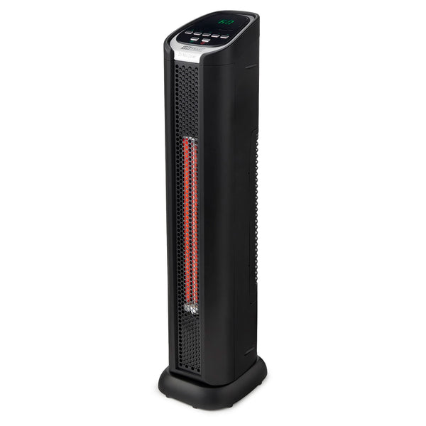 LifeSmart HT1053 1500 Watt Portable 24 Inch Electric Infrared Quartz Tower Space Heater for Indoor Use with 2 Heating Elements, Black