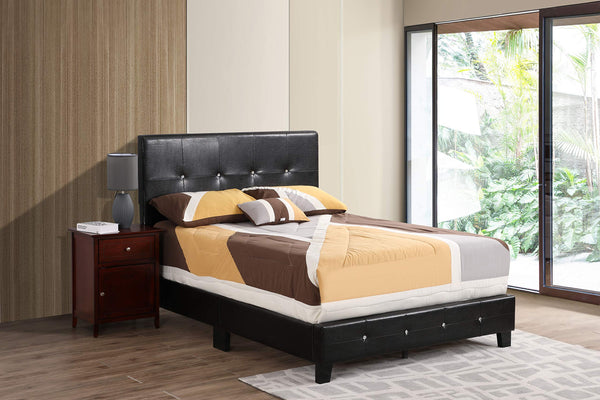 Glory Furniture Nicole Faux Leather Upholstered Full Bed in Black