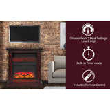 Cambridge Indoor Electric Fireplace Insert with Faux Charred Log Display with Remote Control | Heating for Living Room, Dining Room up to 210 Sq.Ft. (23'' x 17.1'' x 5''), Black (CAMINS2318-2LOG)