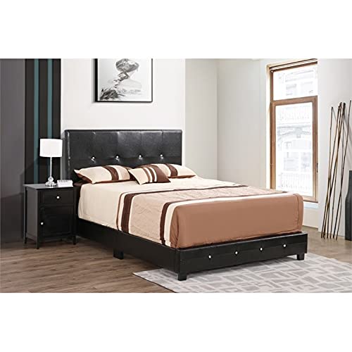 Glory Furniture Nicole Faux Leather Upholstered Queen Bed in Black