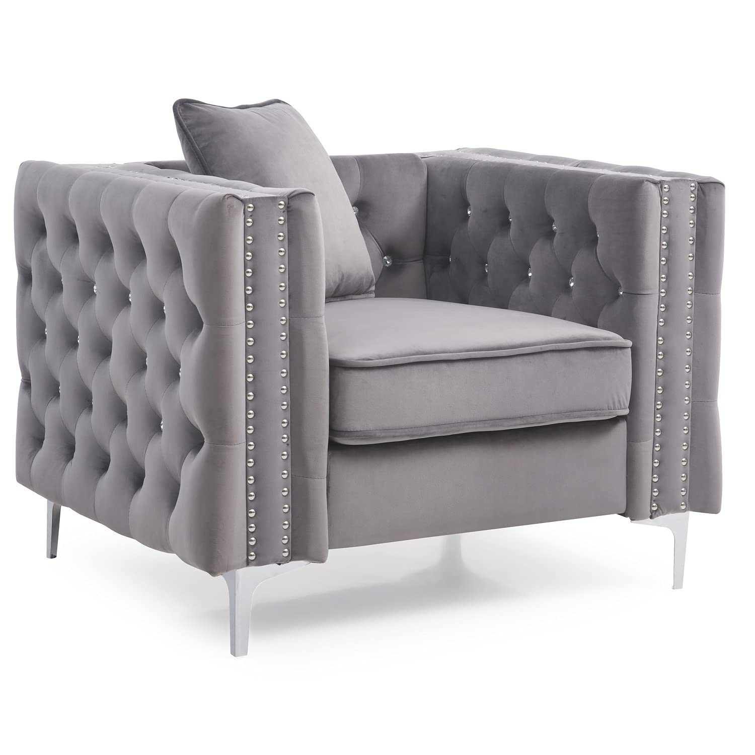 Glory Furniture Paige Velvet Chair in Gray