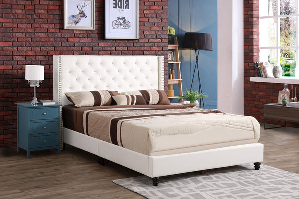 Glory Furniture Julie Faux Leather Upholstered Queen Bed in White