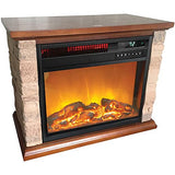 LifeSmart 3-Element Small Square Infrared Fireplace with Faux Stone Accent, FP1215, Brown, Medium