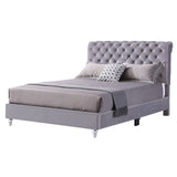 Glory Furniture Maxx Velvet Upholstered Queen Bed in Gray