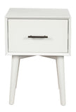 Alpine Furniture Flynn Wood 1 Drawer End Table in White