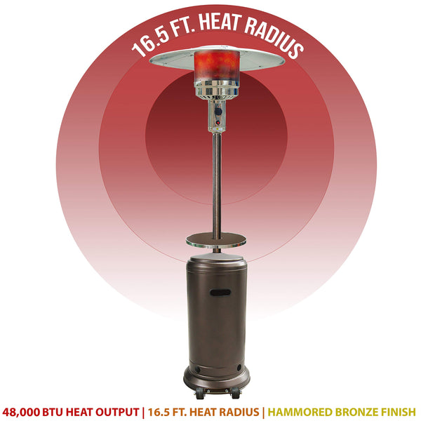 Hanover H001BR 7-Ft. 48,000 BTU Steel Propane Patio Heater, Hammered Bronze