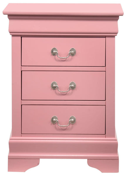 Glory Furniture 3 Drawer Nightstand, 29"H X 21"W X 16"D, Pink