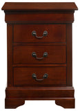 Glory Furniture 3 Drawer Nightstand, 29"H X 21"W X 16"D, Cherry