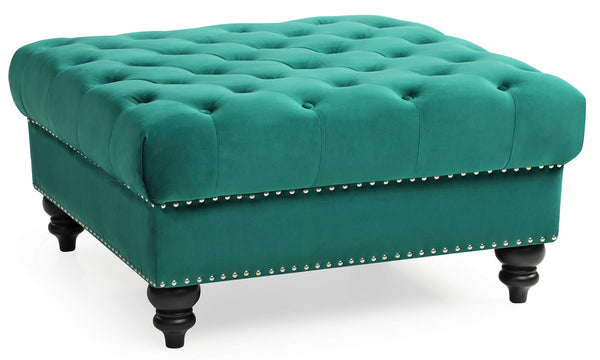 Glory Furniture Nola , Green Ottoman, 19"H X 35"W X 35"D,