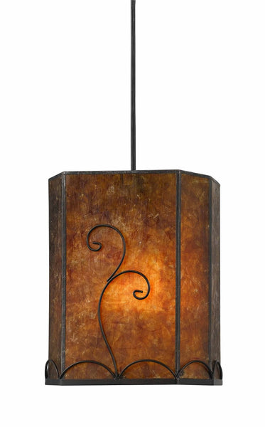 Cal Lighting UP-3549/6-BK Tiffany/Mica One Light Pendant from Binghamton Collection in Bronze / Dark Finish, 8.00 inches