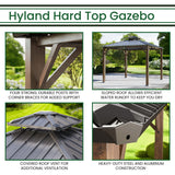 Hyland 9.8-Ft. x 9.8-Ft. Hard Top Outdoor Gazebo Canopy with Roof Vent