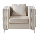 Glory Furniture Paige Velvet Chair in Ivory