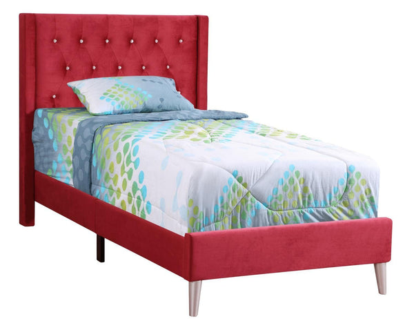 Glory Furniture Bergen Twin, Maroon Upholstered bed,