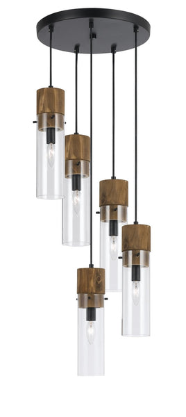 Cal Lighting FX-3583-5 Restoration Five Light Pendant from Spheroid Collection in Bronze / Dark Finish, 15.00 inches