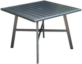 Hanover Aluminum 38" Square Slat-Top Dining Table, Gunmetal