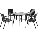 Hanover Cortino 5-Piece Grade Patio Dining Set Commercial Outdoor Furniture, Gunmetal