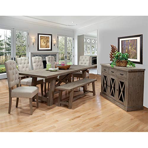Alpine Furniture Newberry Set of 2 Parson Chairs in Weathered Natural (Brown)