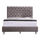 Glory Furniture Maxx Velvet Upholstered Full Bed in Gray