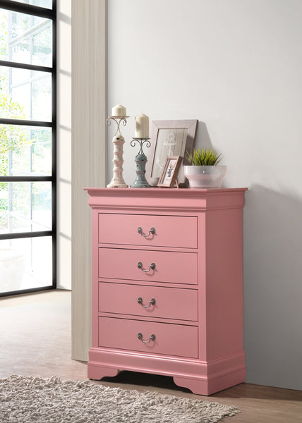 Glory Furniture Louis Phillipe G3104-BC 4 Drawer Chest , Pink