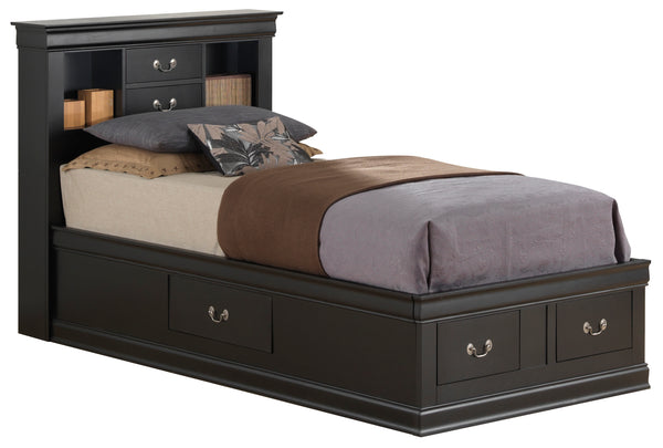 Glory Furniture Louis Phillipe G3150B-TSB Twin Storage Bed , Black