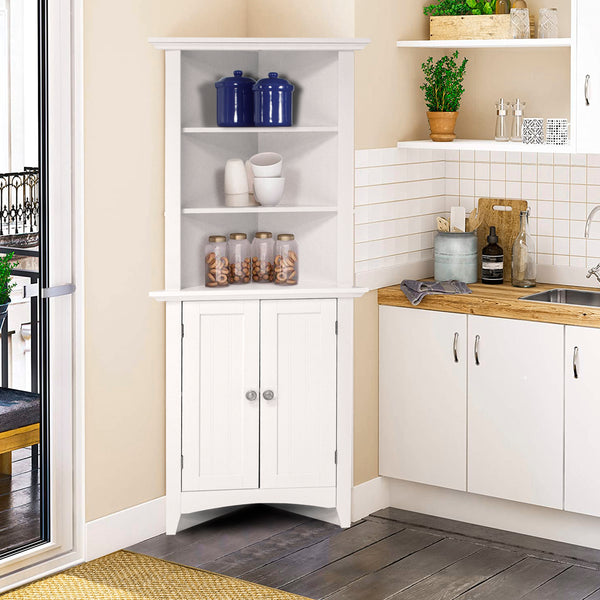 OS Home and Office Corner KitchenCabinet Kitchen Cabinet, White