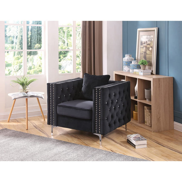 Glory Furniture Paige Velvet Chair in Black