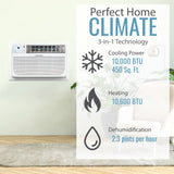 Keystone 8,000 BTU 115V Through-The-Wall Air Conditioner | 4,200 BTU Supplemental Heating | LCD Remote Control | Sleep Mode | 24H Timer | AC for Rooms up to 350 Sq. Ft. | KSTAT08-1HC