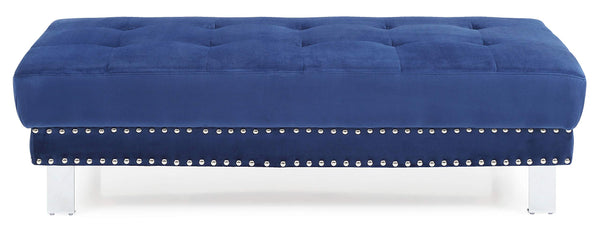 Glory Furniture Derek Ottoman, Navy Blue. Living Room Furniture 16" H x 57" W x 28" D