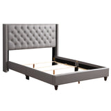 Glory Furniture Julie Faux Leather Upholstered Queen Bed in Light Gray