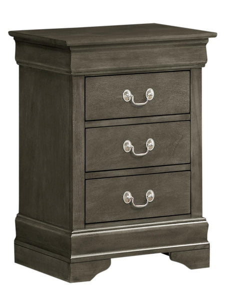 Glory Furniture 3 Drawer Nightstand, Gray