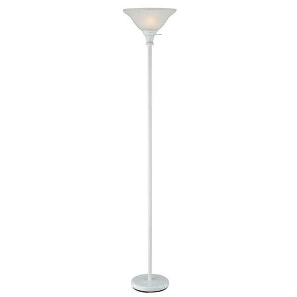Cal Lighting BO-213-WH 3 Way Torchiere Floor Lamp with Frosted Glass Shades 70" 150W , White Finish