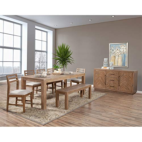 Alpine Furniture Aiden Wood Dining Bench in Weathered Natural (Brown)