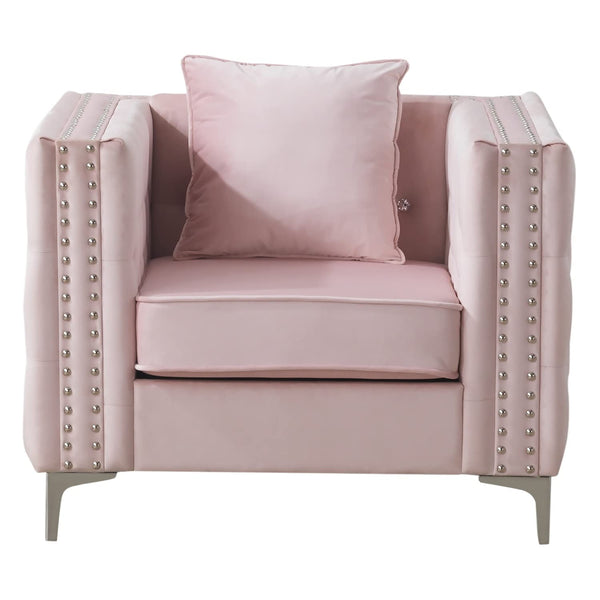 Glory Furniture Paige Velvet Chair in Pink