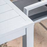 Hanover White Del Mar 38" Square Outdoor Aluminum Slat Dining Table, Weather-DELDNSQTBL-WHT